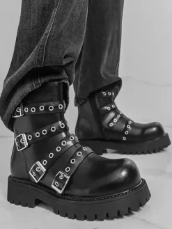 Bottines noires à boucle pour hommes