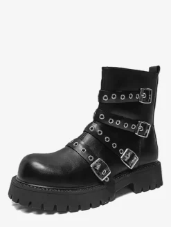 Bottines noires à boucle pour hommes