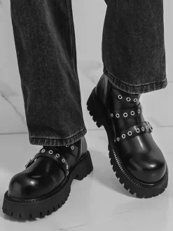 Bottines noires à boucle pour hommes
