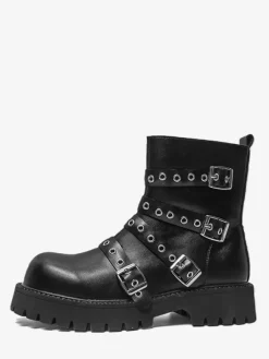Bottines noires à boucle pour hommes