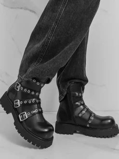 Bottines noires à boucle pour hommes