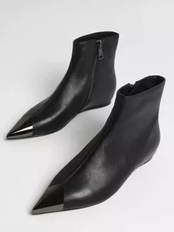 Bottines noires à bout pointu et plates pour femmes 2026