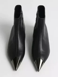 Bottines noires à bout pointu et plates pour femmes 2026