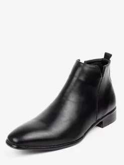 Bottines noires à bout rond pour homme plates et décontractées à enfiler