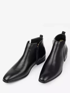 Bottines noires à bout rond pour homme plates et décontractées à enfiler