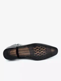 Bottines noires à bout rond pour homme plates et décontractées à enfiler