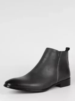 Bottines noires à bout rond pour homme plates et décontractées à enfiler