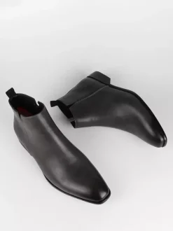 Bottines noires à bout rond pour homme plates et décontractées à enfiler
