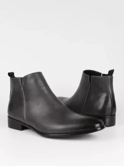 Bottines noires à bout rond pour homme plates et décontractées à enfiler
