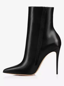 Bottines Noires Chaussures À Talons Aiguilles À Bout Pointu Pour Femmes