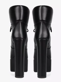Bottines noires à lacets et plateformes pour femmes bottines à talons épais