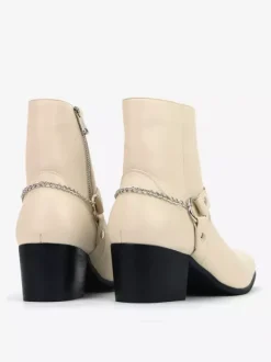 Bottines noires pour homme bout rond détail chaîne talon épais