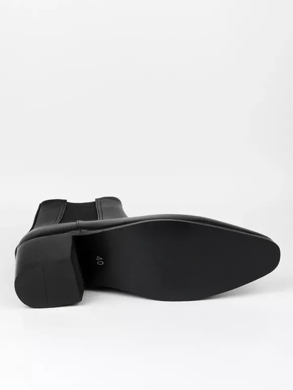 Bottines noires pour hommes bout pointu talon compensé style Chelsea