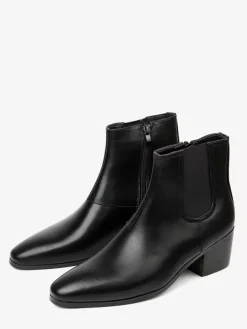 Bottines noires pour hommes bout pointu talon compensé style Chelsea