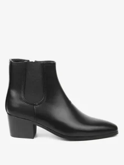 Bottines noires pour hommes bout pointu talon compensé style Chelsea