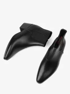 Bottines noires pour hommes bout pointu talon compensé style Chelsea