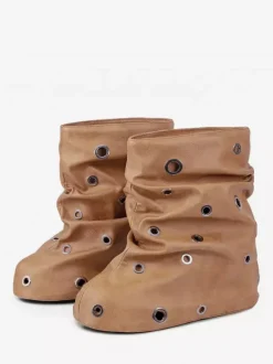 Bottines plates pour femmes bout rond et détails métalliques