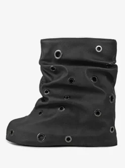 Bottines plates pour femmes bout rond et détails métalliques