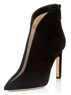Bottines pour dames en daim bout pointu patchwork Zip Up Bottillons