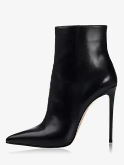 Bottines pour femmes bottines en cuir PU noir bout pointu talon aiguille