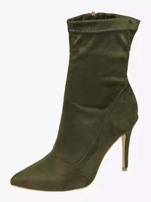 Bottines pour femmes à bout pointu et talon haut fermeture éclair et élastique