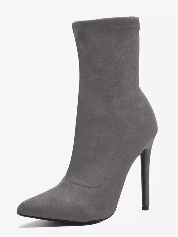 Bottines pour femmes à bout pointu et talon haut fermeture éclair et élastique