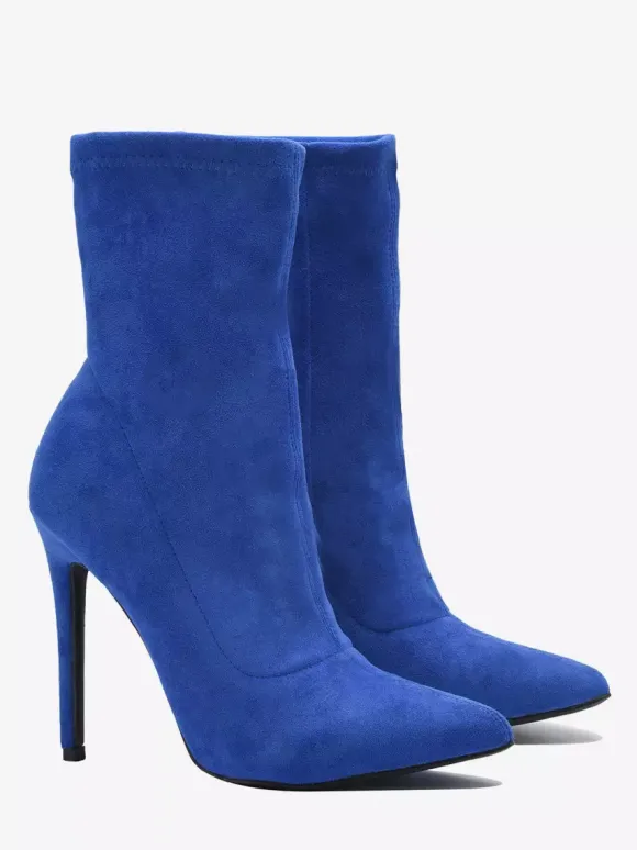 Bottines pour femmes à bout pointu et talon haut fermeture éclair et élastique