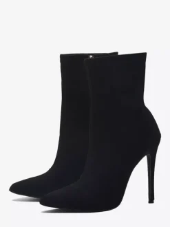 Bottines pour femmes à bout pointu et talon haut fermeture éclair et élastique