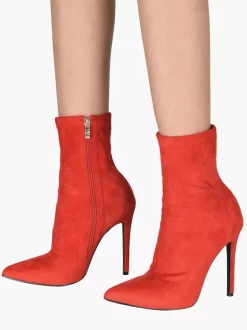 Bottines pour femmes à bout pointu et talon haut fermeture éclair et élastique