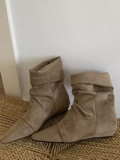 Bottines pour femmes à bout pointu et talon compensé souple