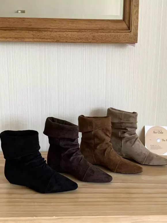 Bottines pour femmes à bout pointu et talon compensé souple
