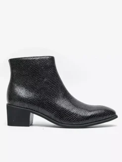 Bottines pour homme en cuir à imprimé serpent bout pointu talon moyen et fermeture éclair