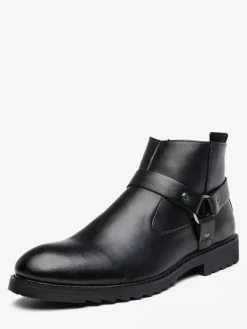 Bottines pour hommes bout bruni fermeture éclair latérale harnais chaussures imperméables antidérapantes
