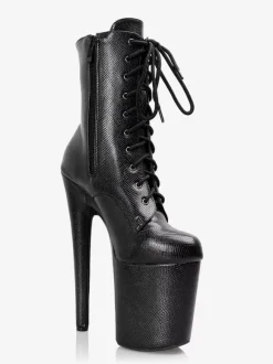 Bottines sexy noires à plateforme et talon aiguille pour pole dance