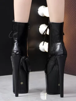 Bottines sexy noires à plateforme et talon aiguille pour pole dance