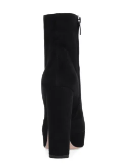 Bottines à Talons Hauts avec Plateforme à Zip en Cuir Synthétique Unicolore