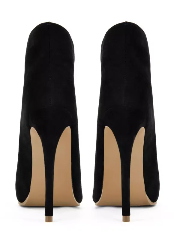 Bottines à talons hauts et bout pointu en daim pour femmes