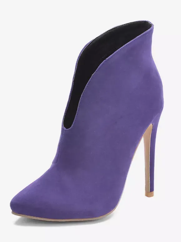 Bottines à talons hauts et bout pointu en daim pour femmes