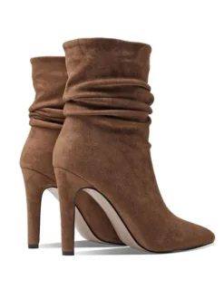 Bottines à Talons Hauts Femme avec Bout Carré en Cuir Synthétique Unicolore