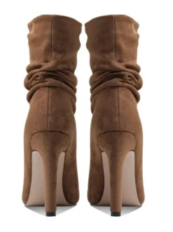Bottines à Talons Hauts Femme avec Bout Carré en Cuir Synthétique Unicolore