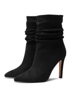 Bottines à Talons Hauts Femme avec Bout Carré en Cuir Synthétique Unicolore