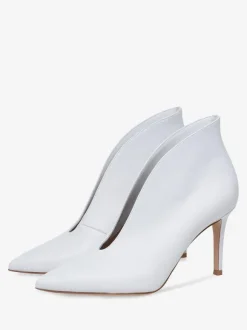 Bottines à Talons Hauts à Zip en Cuir Synthétique Unicolore