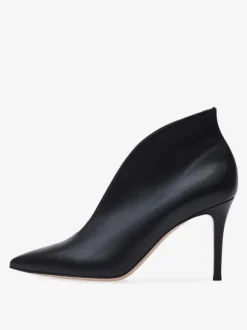 Bottines à Talons Hauts à Zip en Cuir Synthétique Unicolore