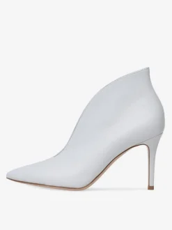 Bottines à Talons Hauts à Zip en Cuir Synthétique Unicolore