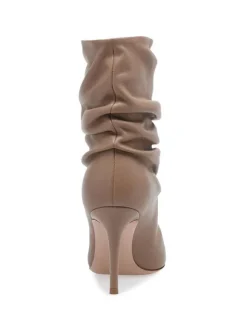 Bottines à Talons Hauts à Zip en Cuir Synthétique Unicolore