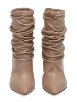 Bottines à Talons Hauts à Zip en Cuir Synthétique Unicolore