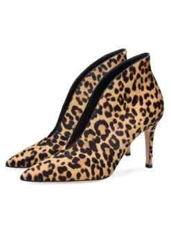 Bottines à Talons Hauts à Zip en Cuir Synthétique Unicolore
