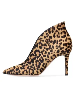 Bottines à Talons Hauts à Zip en Cuir Synthétique Unicolore