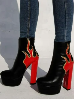Bottines à talons épais et plate-forme Flame pour femmes