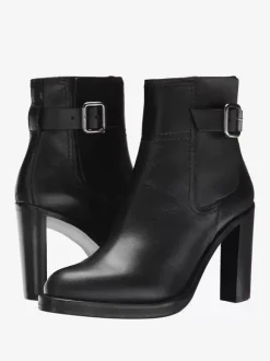 Bottines à talons épais pour femmes bottes à talons hauts noires avec boucle